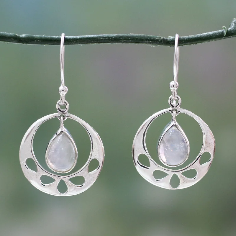 Hoop earrings with heart-shaped frames for a romantic and feminine look-Simply Ravishing Moonstone Dangle Earrings