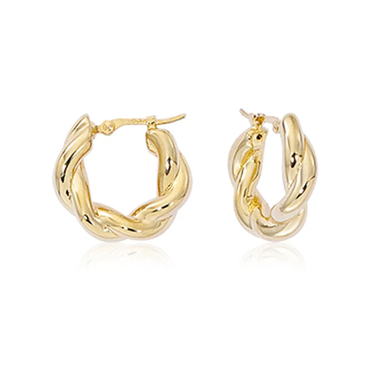 Best hoop earrings with marbled designs for a trendy and artistic effect-Small Twisted Hoop Earrings, 14Kt