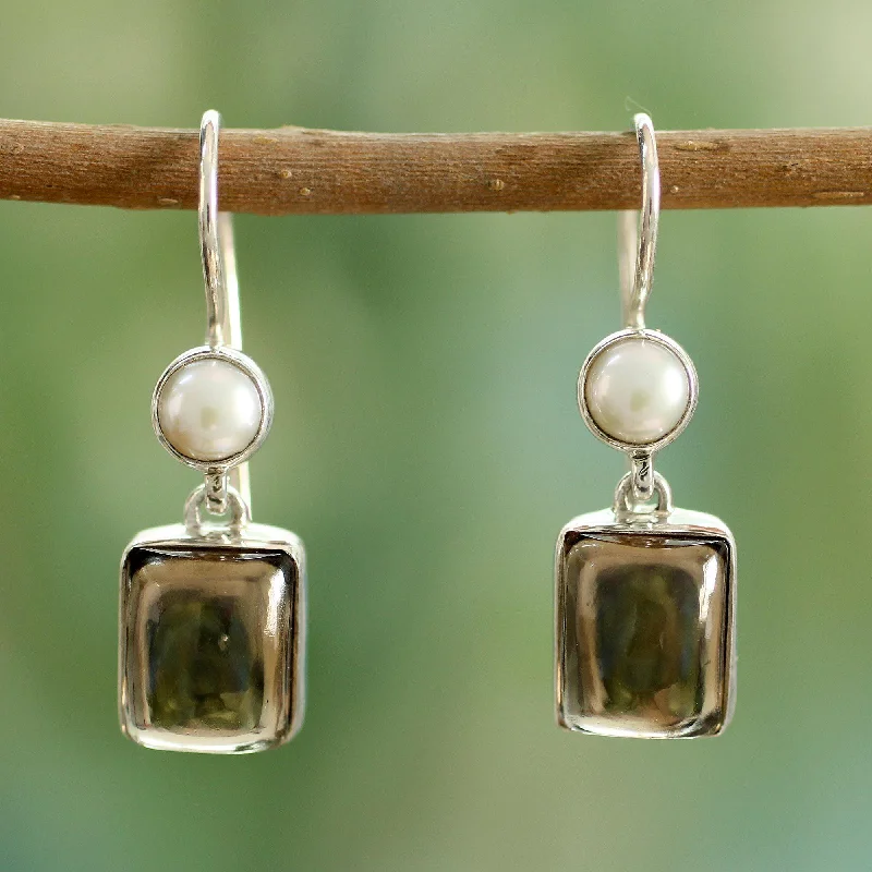 Best hoop earrings with minimal embellishments for a sleek and modern look-Smoky Quartz & Freshwater Pearl Earrings