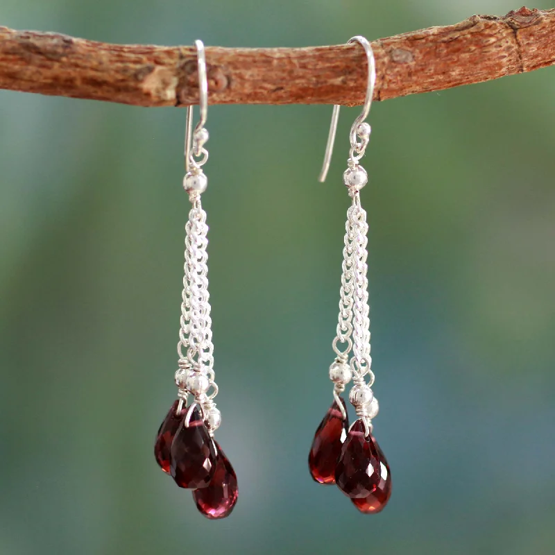 Small hoop earrings for a delicate and understated everyday wear-Sparkling Wine Garnet Earrings