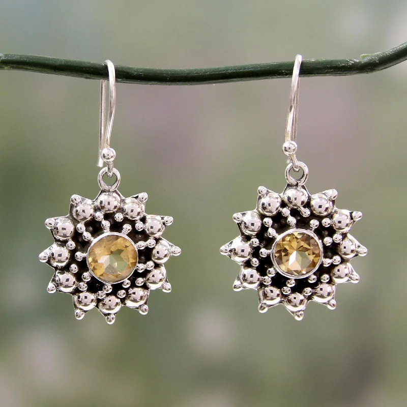 Hoop earrings with diamond-cut surfaces for added sparkle and shine-Star Citrine & Silver Dangle Earrings