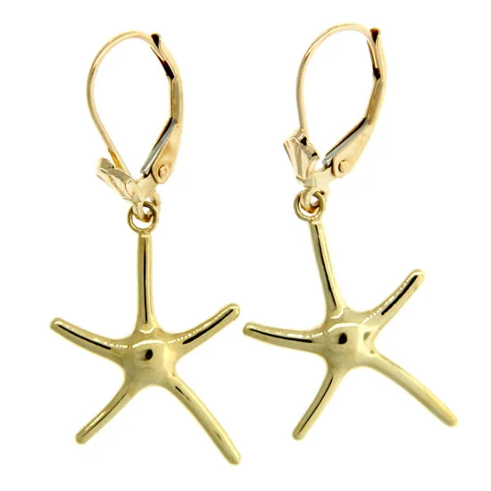 Hoop earrings with hammered copper for a warm and rustic aesthetic-Starfish Earrings, 14Kt