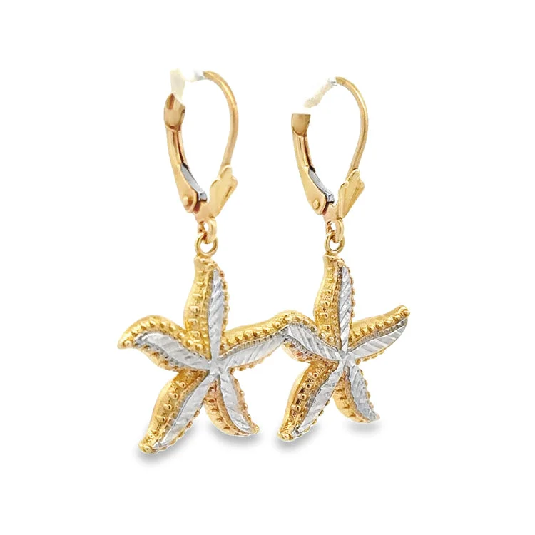 Best hoop earrings with Swarovski crystals for added sparkle and luxury-Starfish Earrings, 14Kt