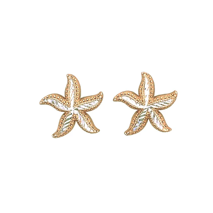 Best hoop earrings with smooth ceramic finishes for a polished, clean style-Starfish Earrings, 14Kt