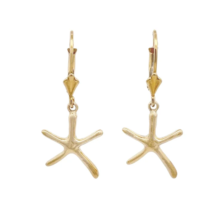 Large hoop earrings for a bold and statement-making fashion accessory-Starfish Earrings, 14Kt