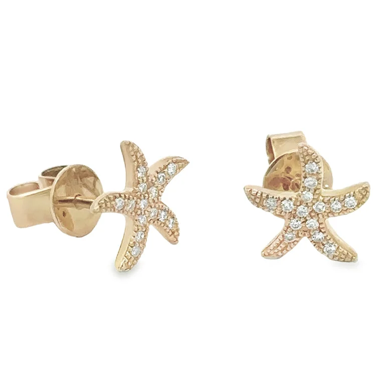 Best hoop earrings with enamel details for a colorful and modern look-Starfish Earrings, 14Kt