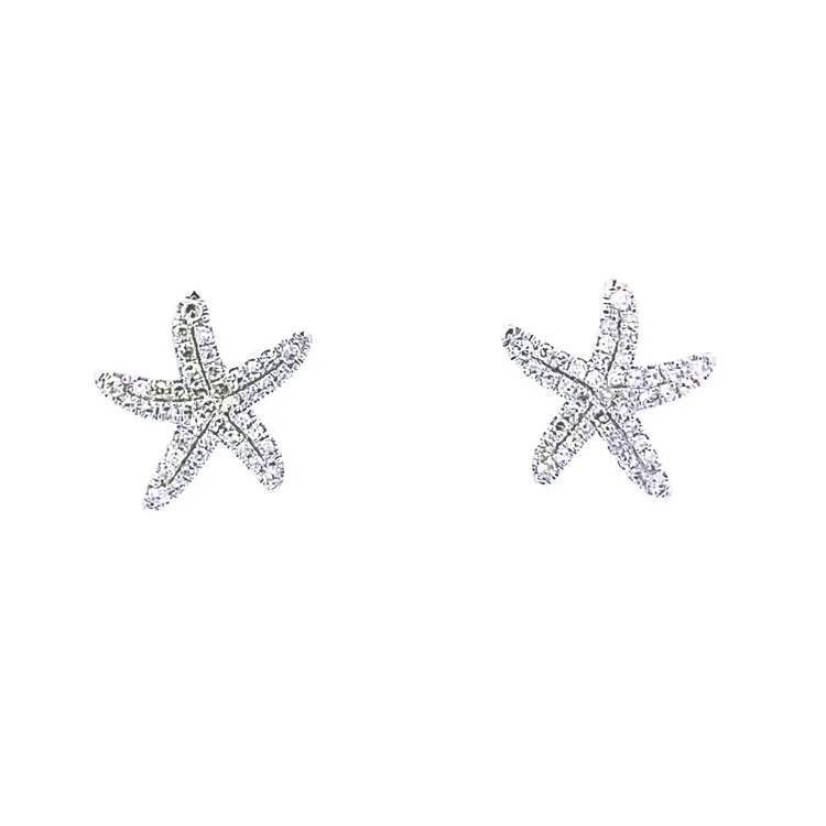 Hoop earrings with a chunky design for a bold and trendy statement-Starfish Earrings, 14Kt & Diamonds