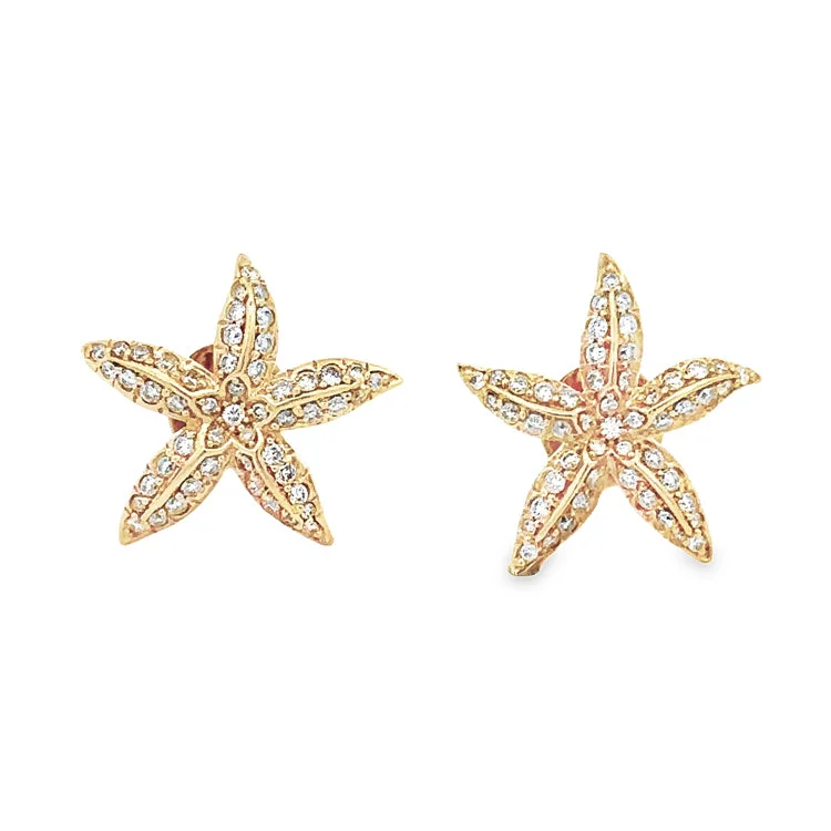 Hoop earrings with a matte finish for a sleek and sophisticated appearance-Starfish Earrings, 18Kt