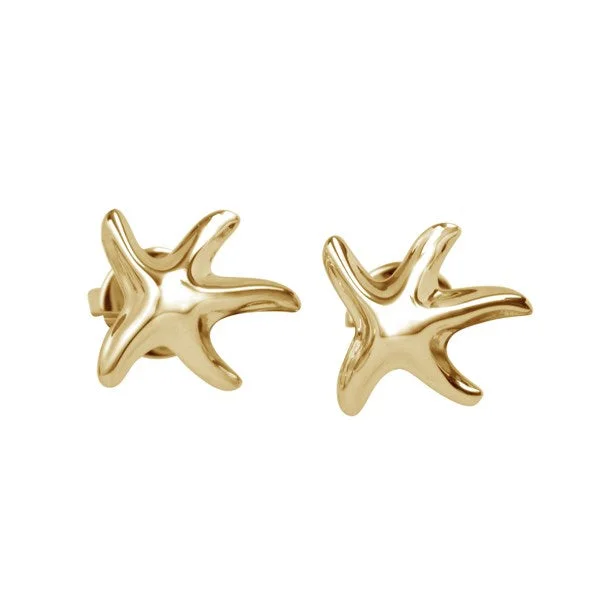 Hoop earrings with leather accents for a sleek and bold combination-Starfish Earrings, 14Kt