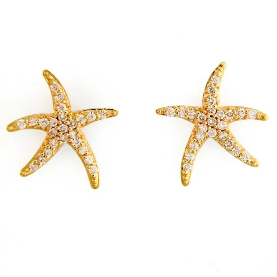 Hoop earrings with luxe velvet finishes for a rich and luxurious touch-Starfish Earrings, 14Kt