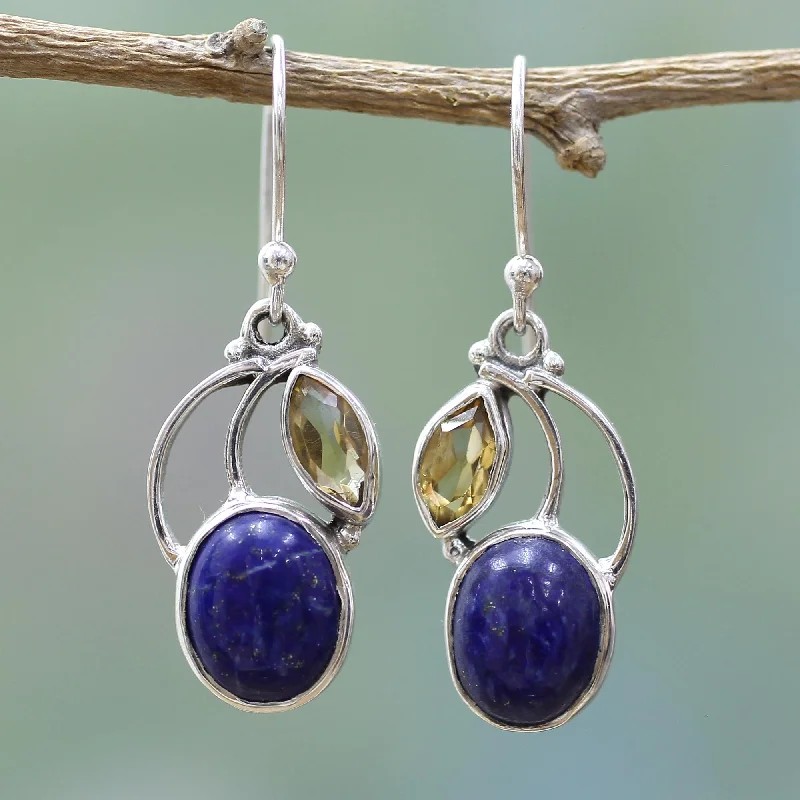 Hoop earrings with braided patterns for a detailed and textured finish-Starry Beauties Lapis Lazuli Dangle Earrings