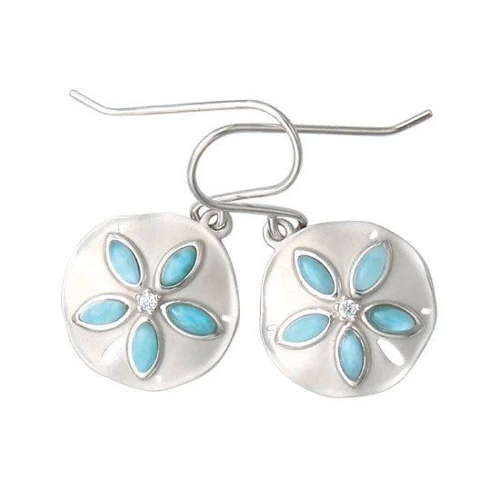 Best hoop earrings with custom designs for a personalized, unique accessory-Sanddollar Earrings, Sterling & Larimar