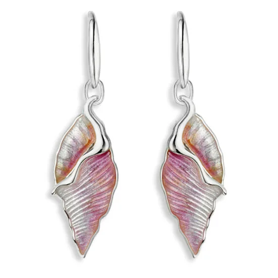 Hoop earrings with dangling charms for a playful and fun look-Sterling Conch Shell Earrings