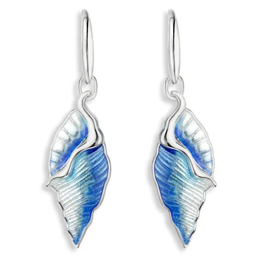 Hoop earrings with stacked layers for a bold and textured design-Conch Shell Earrings, Sterling and Enamel