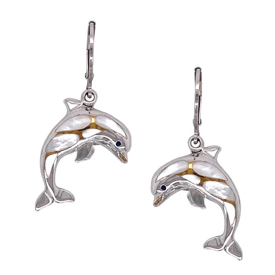 Hoop earrings with removable pendants for a versatile and customizable accessory-Sterling Dolphin Earrings