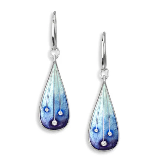 Hoop earrings with resin accents for a bold and colorful design-Falling Stars Earrings, Sterling