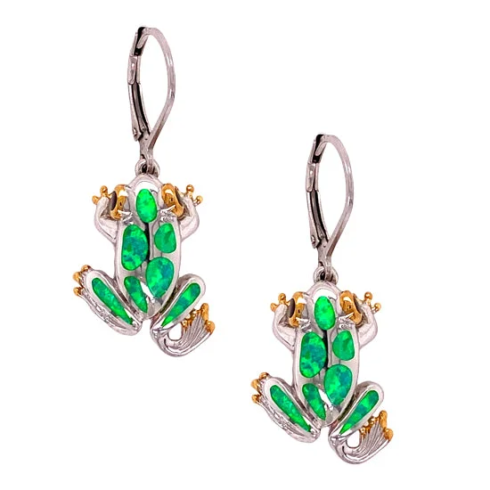 Best hoop earrings with tribal designs for a cultural and exotic aesthetic-Sterling Frog Earrings