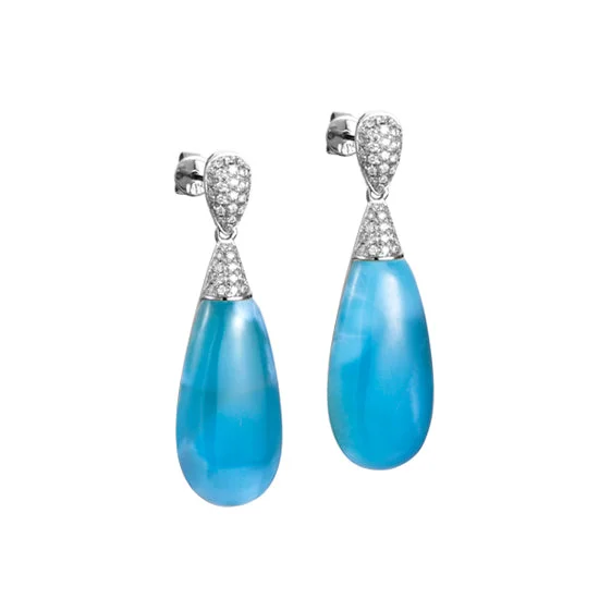 Hoop earrings with floral motifs for a feminine and nature-inspired look-Larimar Earrings, Sterling