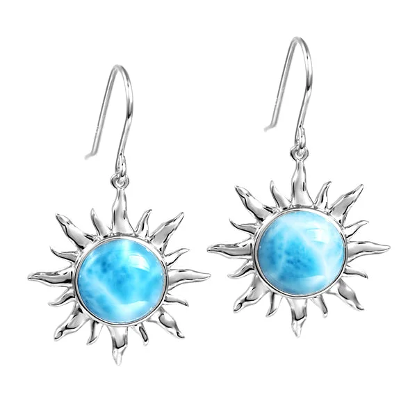 Best hoop earrings with smooth ceramic finishes for a polished, clean style-Sun Earrings, Sterling & Larimar