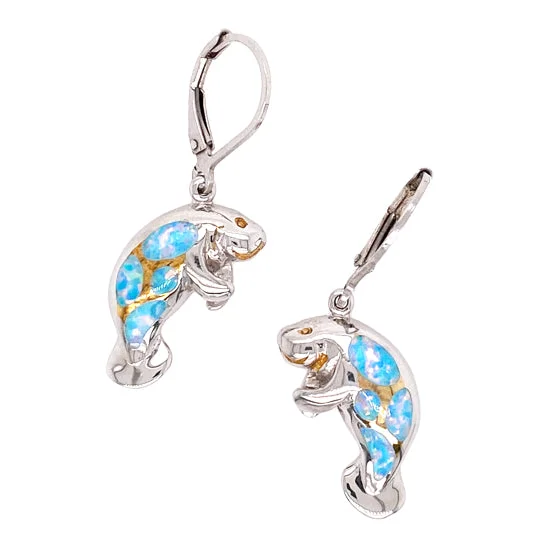 Hoop earrings with stacked layers for a bold and textured design-Sterling Manatee Earrings