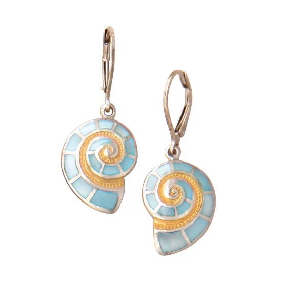 Small hoop earrings for a delicate and understated everyday wear-Nautilus Shell Earrings, Sterling