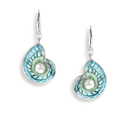 Best hoop earrings with Swarovski crystals for added sparkle and luxury-Nautilus Earrings, Sterling and Enamel