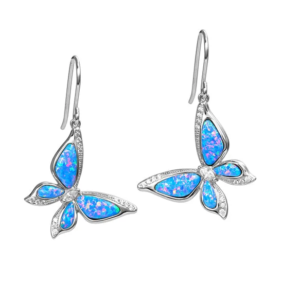 Best hoop earrings with geometric hexagon shapes for a modern, angular look-Sterling Opal Butterfly Earrings