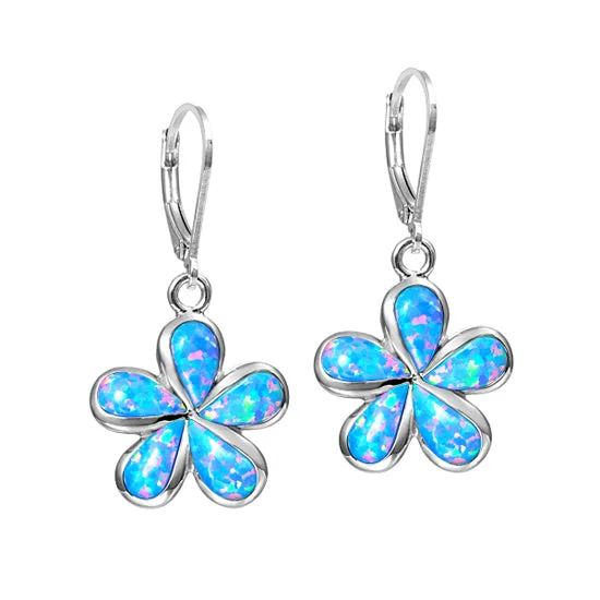 Hoop earrings with snake print designs for an edgy, wild appearance-Sterling Opal Plumeria Earrings