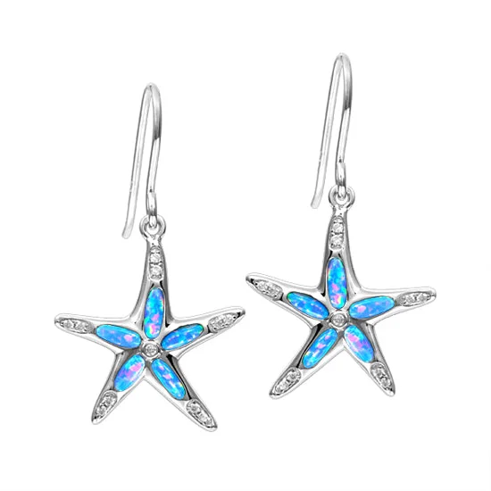 Hoop earrings with faceted crystals for added sparkle and shine-Sterling Opal Starfish Earrings