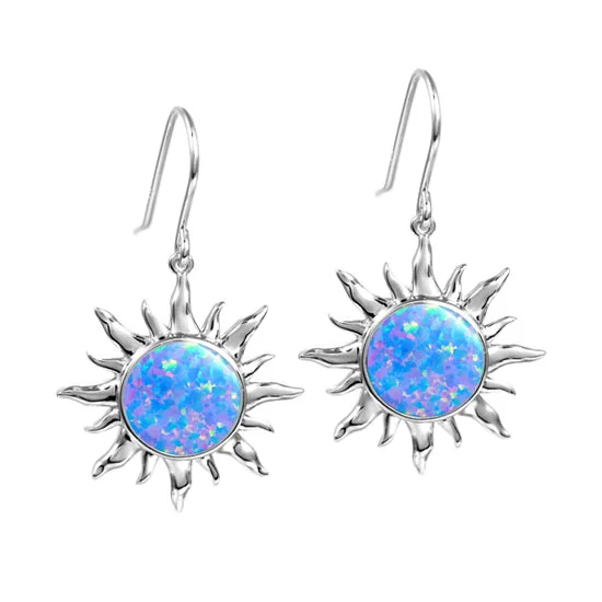 Hoop earrings with tortoiseshell designs for a chic and classic style-Sterling Opal Sun Earrings