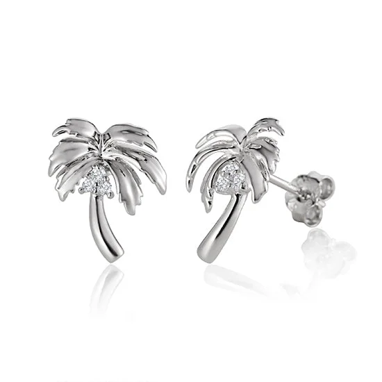 Best hoop earrings with custom designs for a personalized, unique accessory-Sterling Palm Tree Earrings