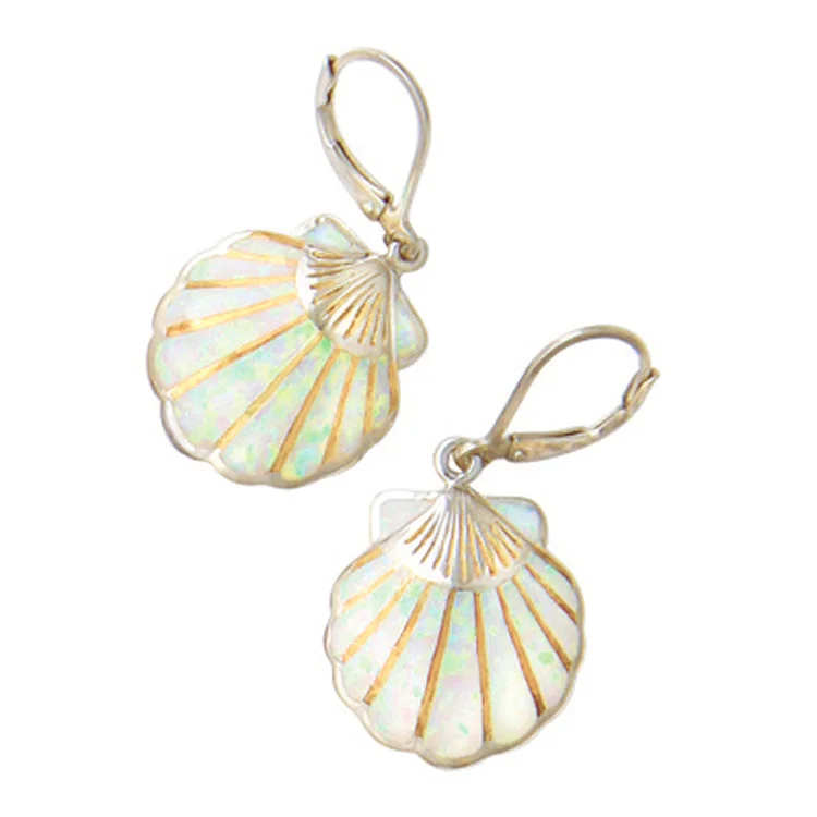 Hoop earrings with textured finishes for a vintage and classic style-Scallop Shell Earrings, Sterling