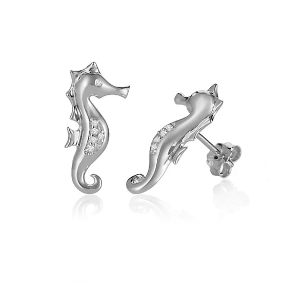 Best hoop earrings with oval shapes for a unique and elongated design-Seahorse Earrings, Sterling