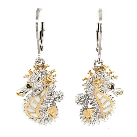 Best hoop earrings with butterfly motifs for a playful and whimsical appearance-Seahorse Earrings, Sterling