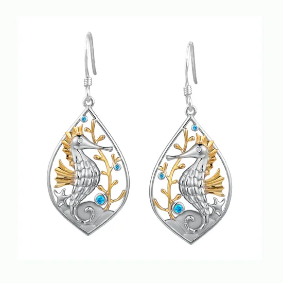 Best hoop earrings with hammered gold for a rustic yet elegant look-Sealife Earrings, Sterling