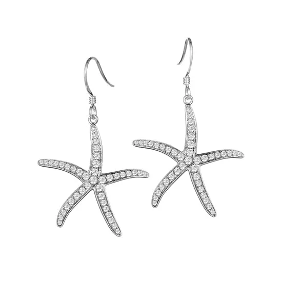 Best hoop earrings with delicate chain details for a trendy and stylish design-Starfish Earrings, Sterling