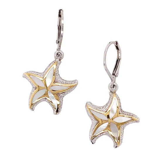 Hoop earrings with textured finishes for a vintage and classic style-Starfish Earrings, Sterling