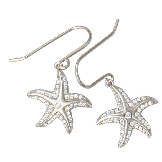 Medium hoop earrings for an everyday look with the perfect balance of style-Starfish Earrings, Sterling