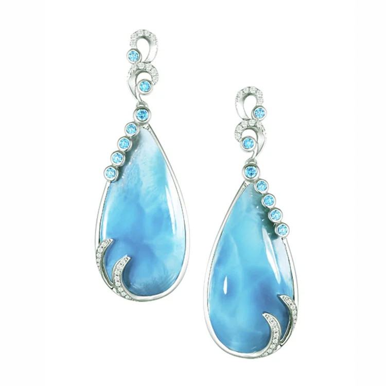 Best hoop earrings with gemstone accents for a colorful and elegant appearance-Tears of Joy  Earrings, Sterling & Larimar