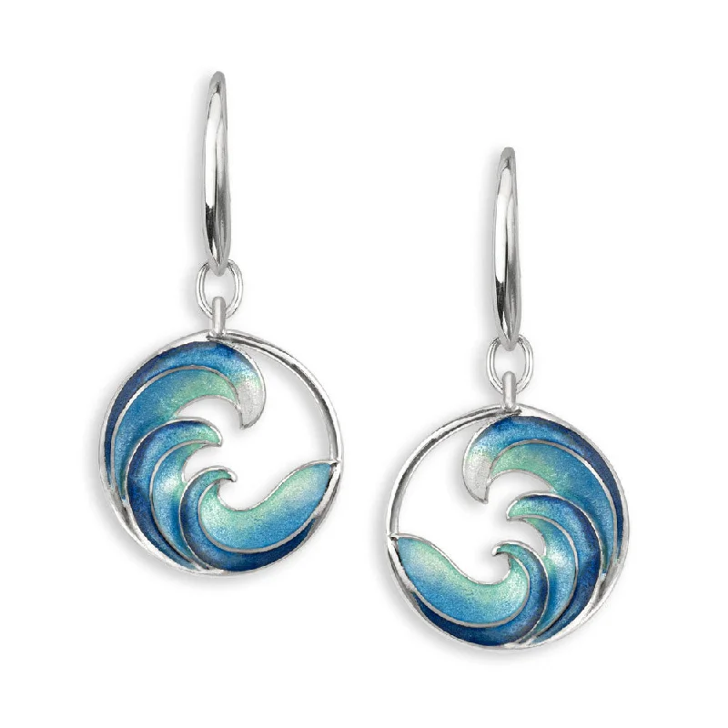 Lightweight hoop earrings for comfortable and all-day wear-Wave Earrings, Sterling