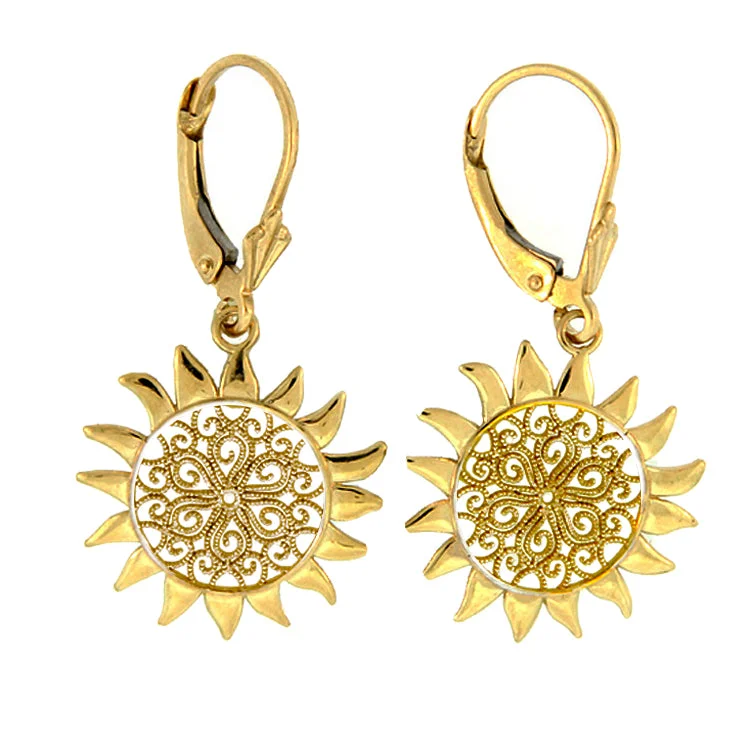 Best hoop earrings with crescent-shaped designs for a bold, moon-inspired style-Sun Earrings, 14Kt