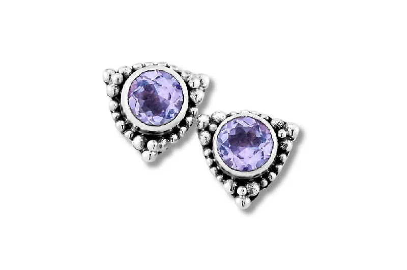 Best hoop earrings with multi-colored gemstones for a vibrant and lively touch-Tangku Earrings- Amethyst