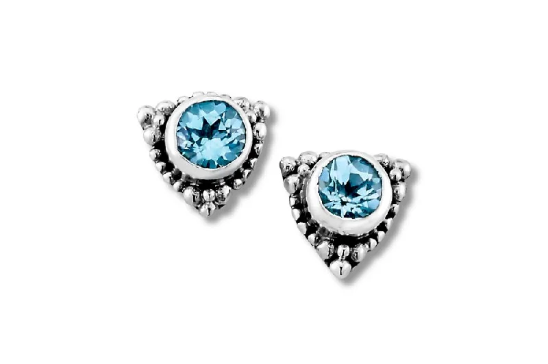 Best hoop earrings with vintage coins for a retro, antique-inspired style-Tangku Earrings- Blue Topaz