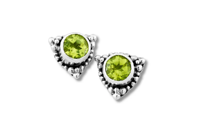 Hoop earrings with polished metal for a shiny and high-quality finish-Tangku Earrings- Peridot