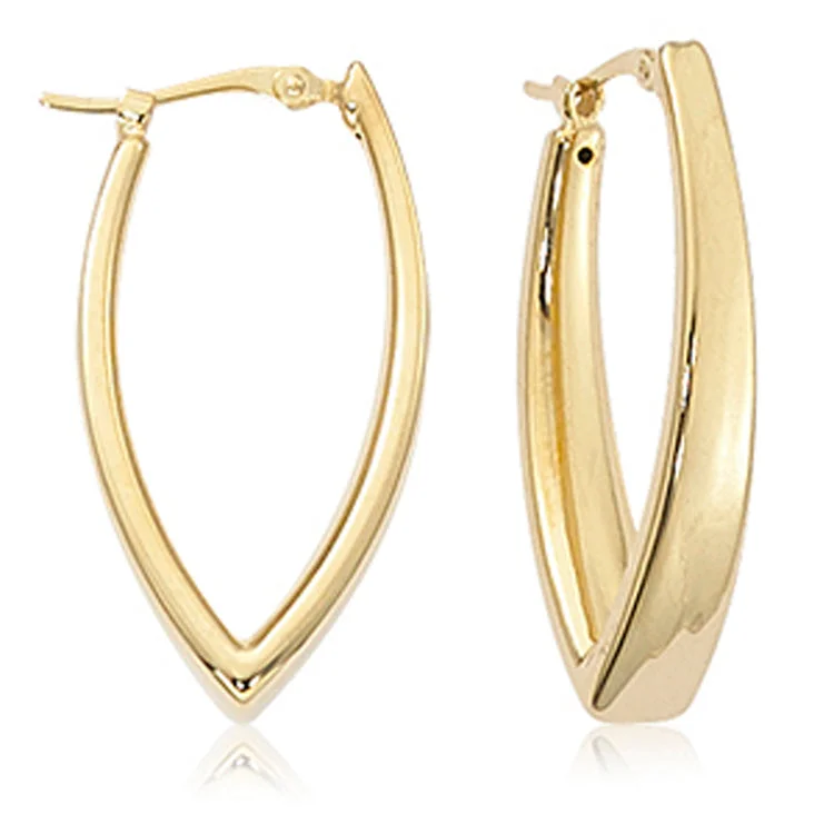 Best hoop earrings with gold for a luxurious and timeless look-Tapered "V" Hoop Earrings, 14Kt