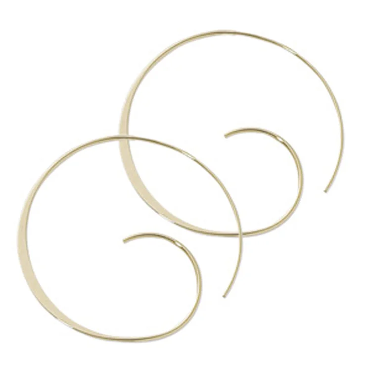 Best hoop earrings with rose gold for a romantic and warm aesthetic-Threader Hoop Earrings, 14Kt