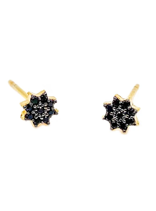 Hoop earrings with luxe velvet finishes for a rich and luxurious touch-CZ Teeny Flower Black Vermeil