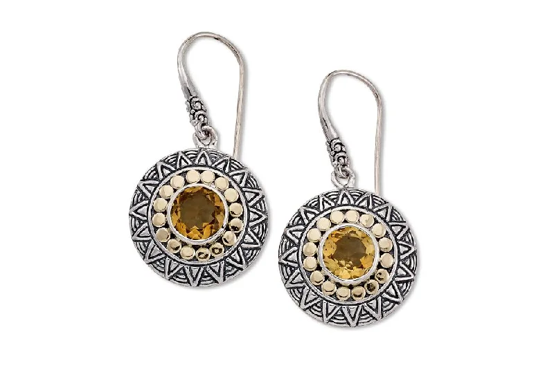 Hoop earrings with open designs for a modern, lighthearted vibe-Tribe Earrings- Citrine