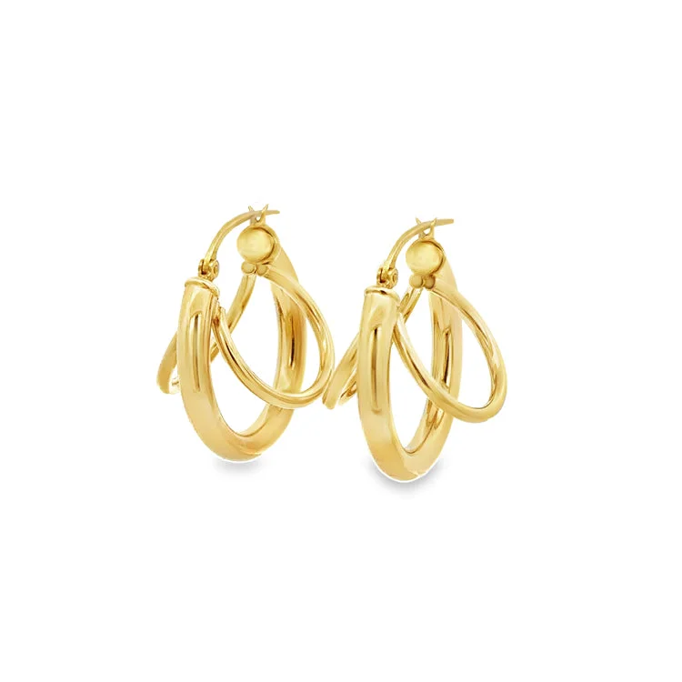 Best hoop earrings with geometric shapes for a modern and artistic appeal-Triple Hoop Earrings, 14Kt