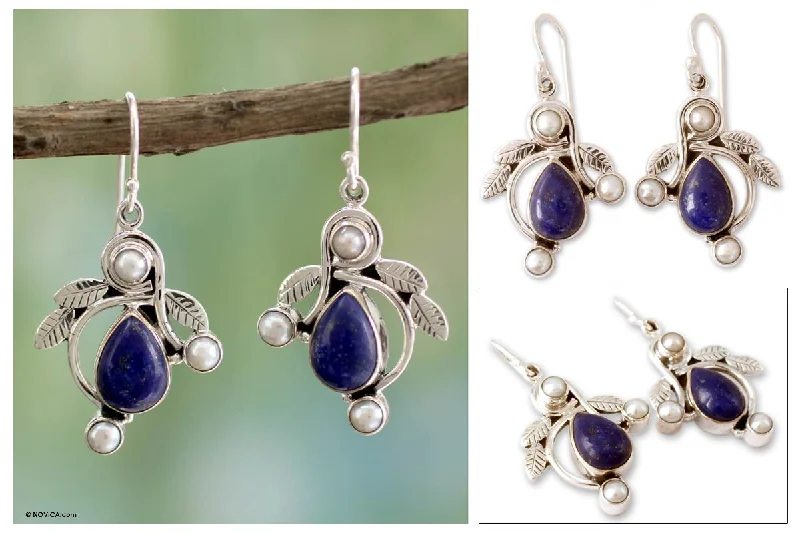 Hoop earrings with rhinestone embellishments for a glamorous and sparkling look-Tropical Fruit Pearl Lapis Earrings